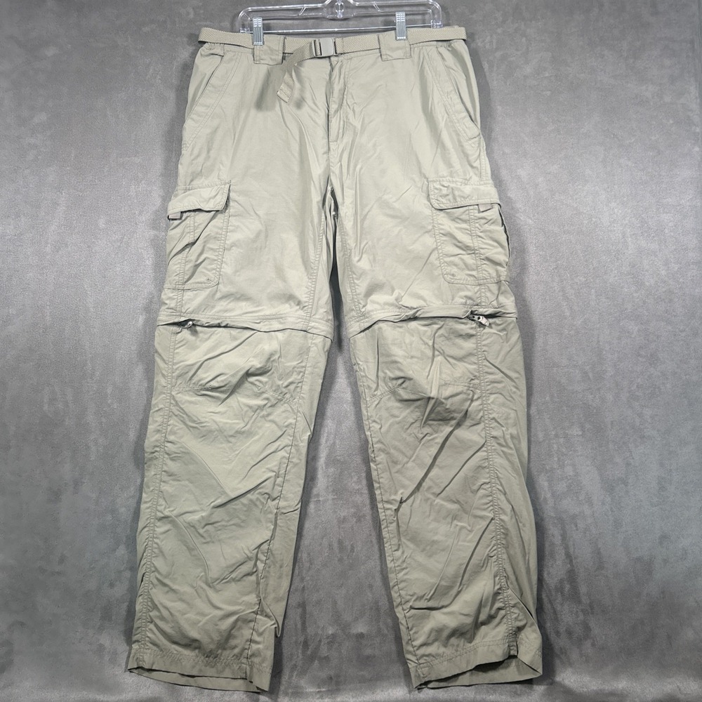 Columbia Titanium Convertible Cargo Pants Mens L Olive Green Hiking w/ Belt